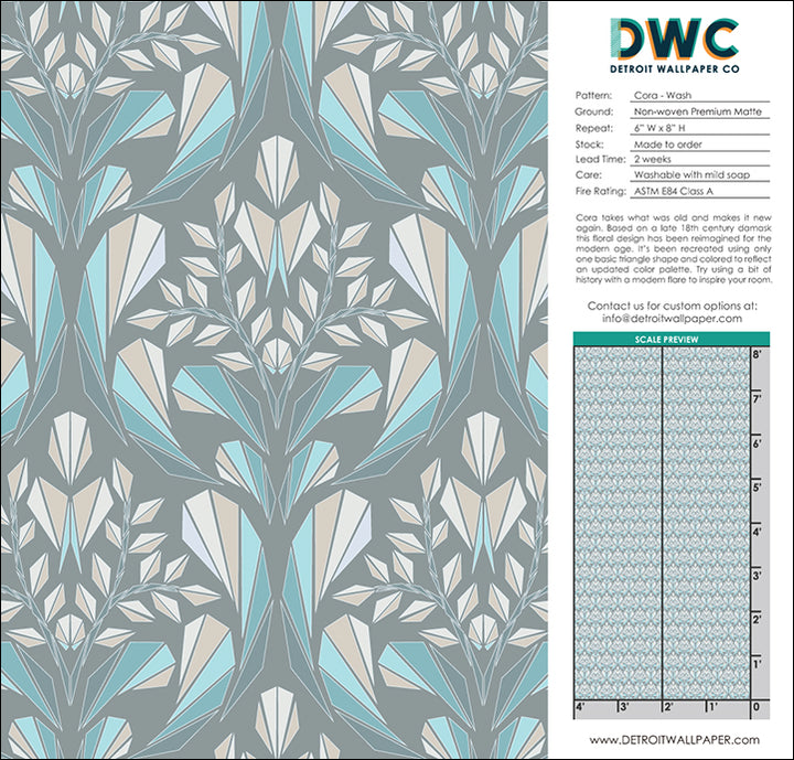Cora - Wash - The Detroit Wallpaper Co.