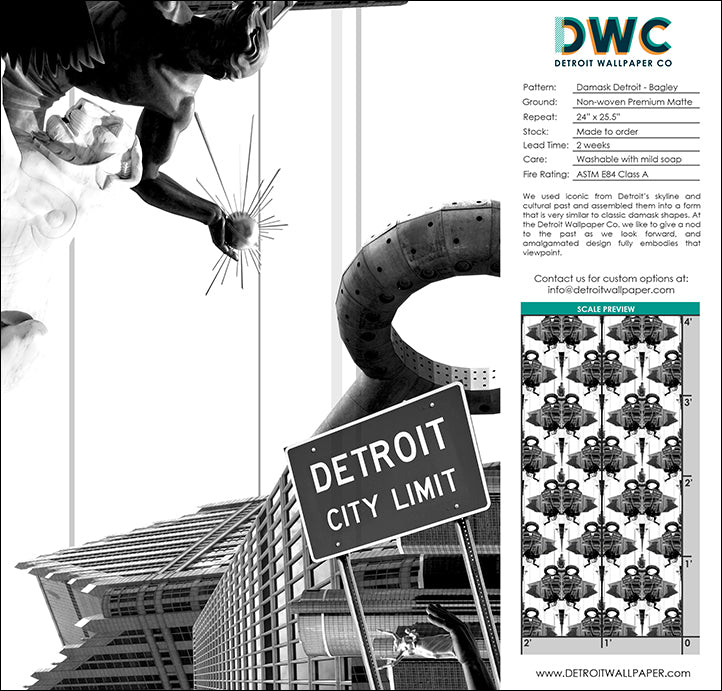 Damask Detroit - Bagley <br> Wallpaper