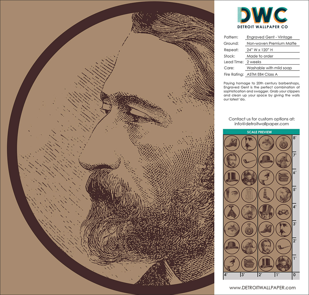 Engraved Gent - Vintage <br> Wallpaper