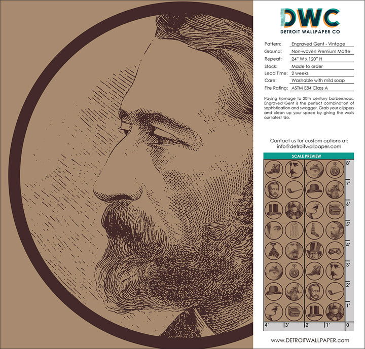 Engraved Gent - Vintage <br> Wallpaper