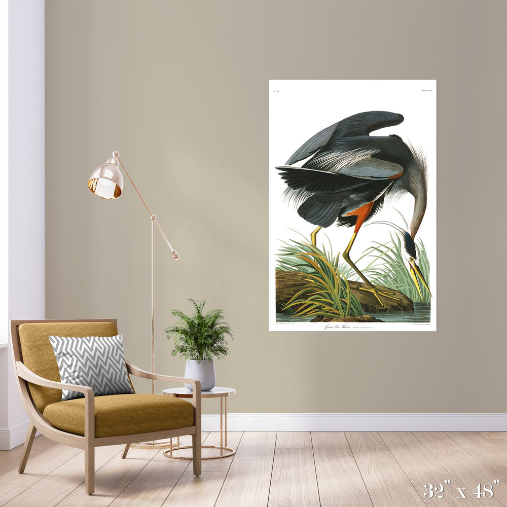 Great Blue Heron Colossal Art Print - Trendy Custom Wallpaper | Contemporary Wallpaper Designs | The Detroit Wallpaper Co.