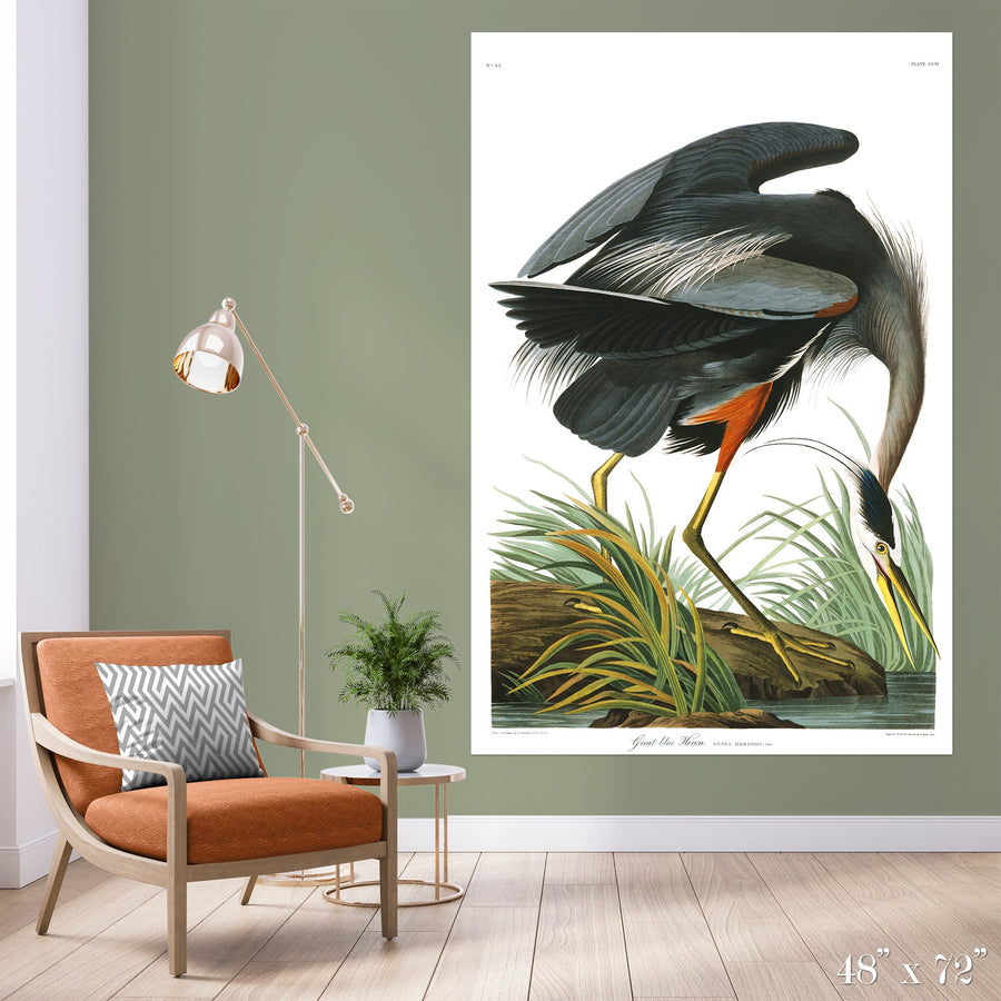 Great Blue Heron Colossal Art Print - Trendy Custom Wallpaper | Contemporary Wallpaper Designs | The Detroit Wallpaper Co.