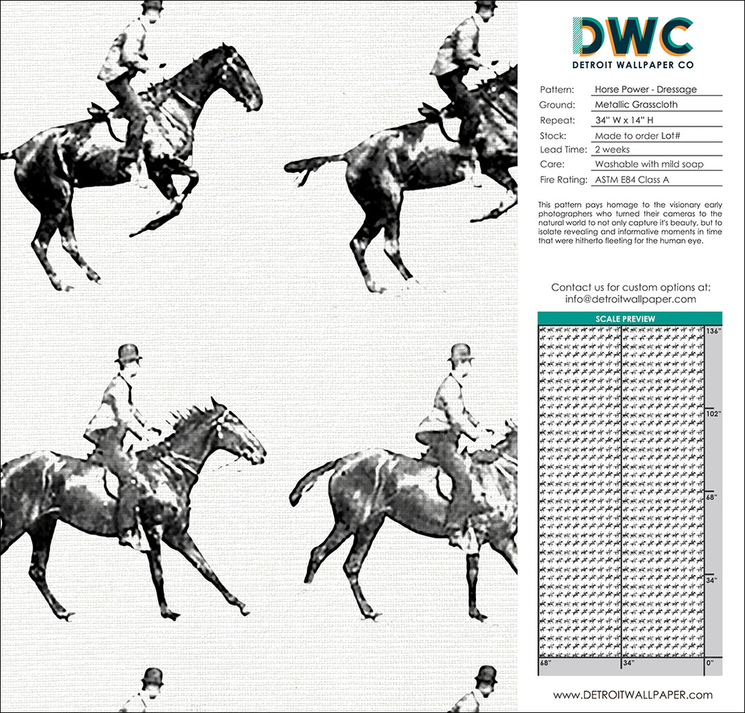 Horse Power - Dressage Grasscloth Wallpaper
