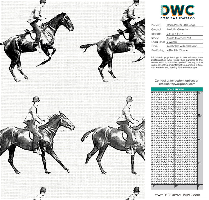 Horse Power - Dressage Grasscloth Wallpaper