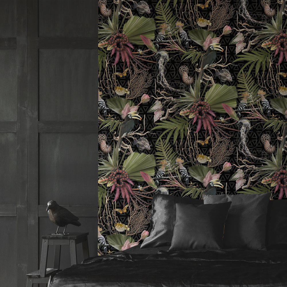 Menagerie - Black - Trendy Custom Wallpaper | Contemporary Wallpaper Designs | The Detroit Wallpaper Co.