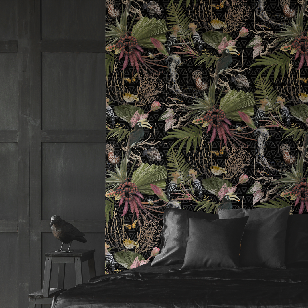 Menagerie - Black - Trendy Custom Wallpaper | Contemporary Wallpaper Designs | The Detroit Wallpaper Co.