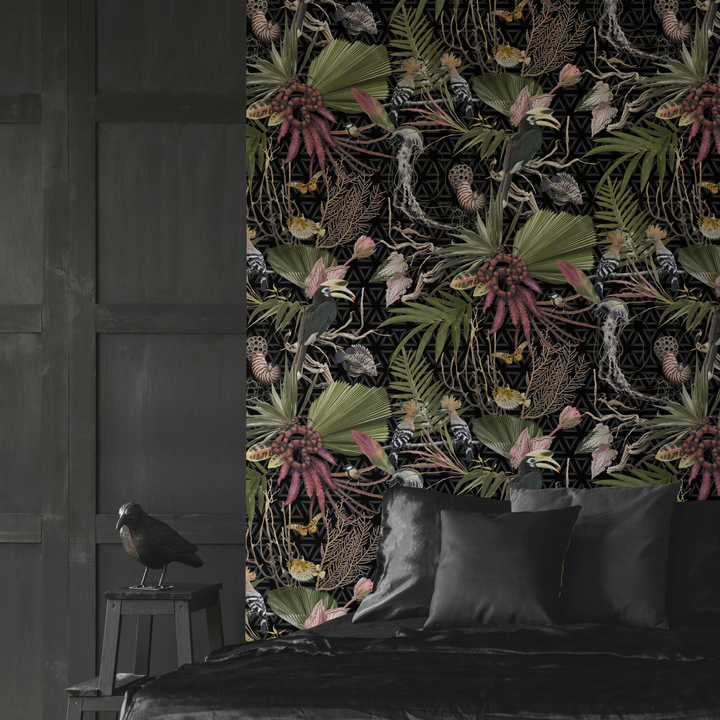Menagerie - Black - Trendy Custom Wallpaper | Contemporary Wallpaper Designs | The Detroit Wallpaper Co.