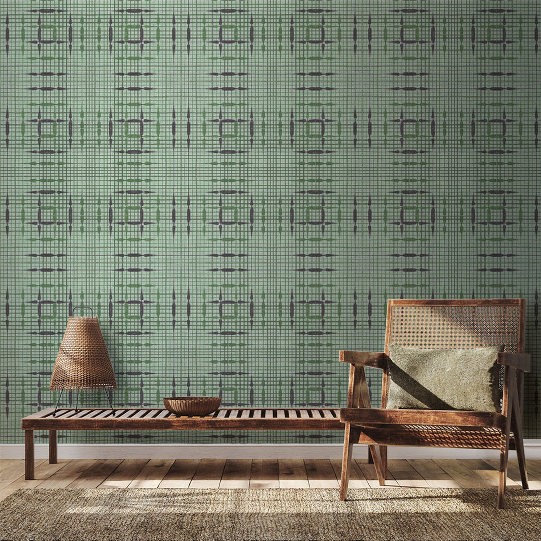 Navajo Plaid - Cactus <br> Grasscloth