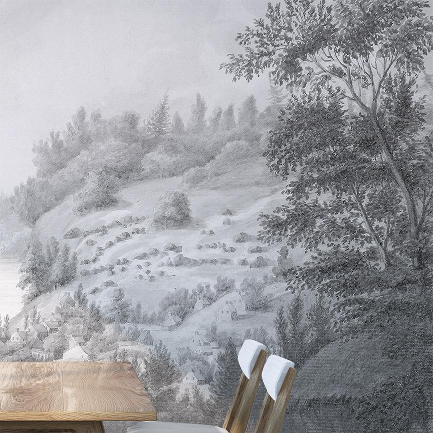 Pastoral Hills Mural <br> Great Wall - Trendy Custom Wallpaper | Contemporary Wallpaper Designs | The Detroit Wallpaper Co.