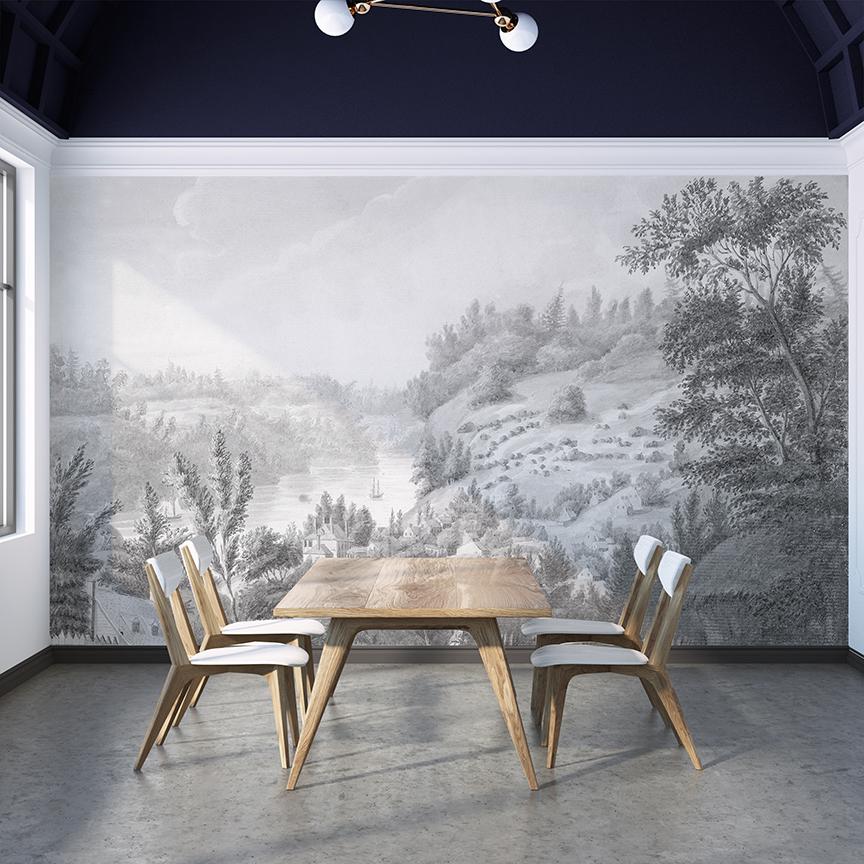 Pastoral Hills Mural <br> Great Wall - Trendy Custom Wallpaper | Contemporary Wallpaper Designs | The Detroit Wallpaper Co.