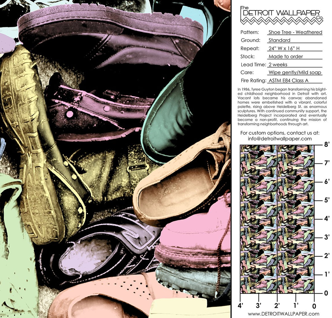 Shoe Tree - Weathered <br> Heidelberg Project - Trendy Custom Wallpaper | Contemporary Wallpaper Designs | The Detroit Wallpaper Co.