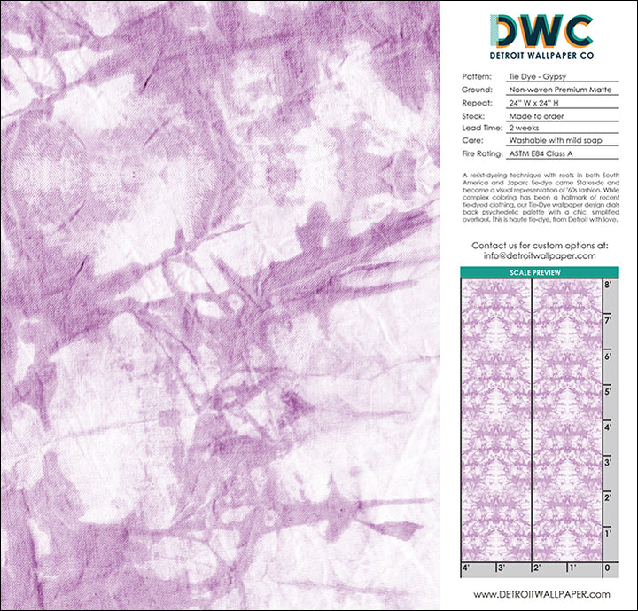 Tie-Dye - Gypsy <br> Wallpaper - The Detroit Wallpaper Co.