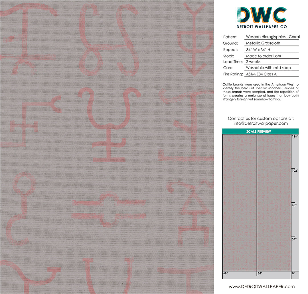 Western Hieroglyphs - Corral <br> Grasscloth
