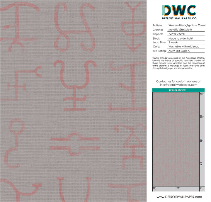 Western Hieroglyphs - Corral <br> Grasscloth