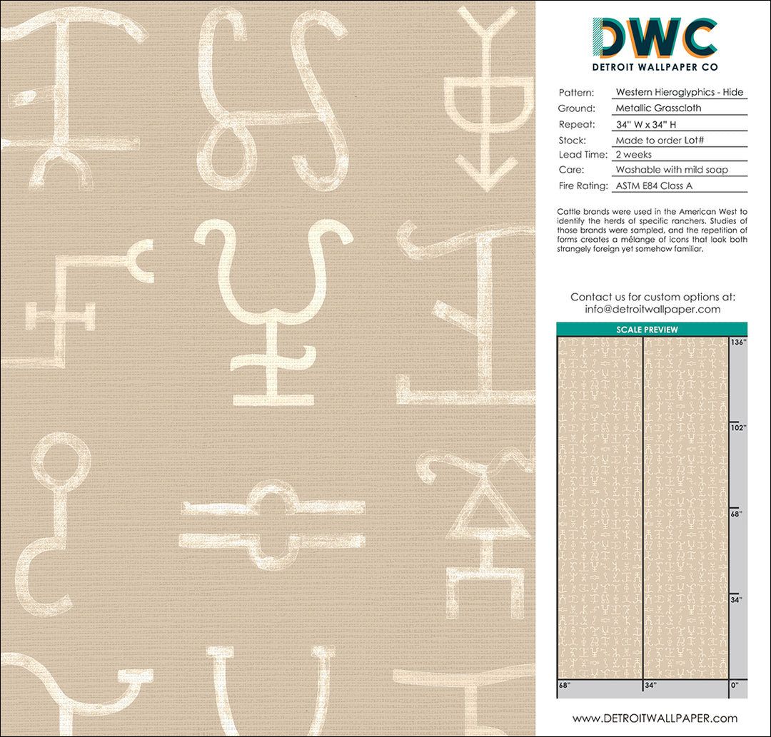 Western Hieroglyphs - Hide <br> Grasscloth