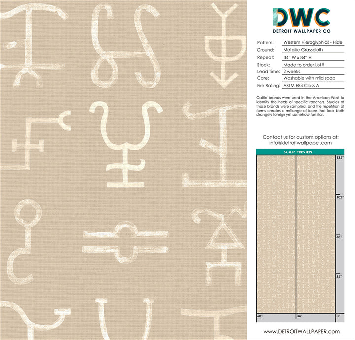 Western Hieroglyphs - Hide <br> Grasscloth