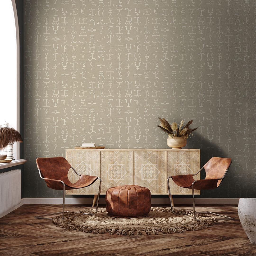 Western Hieroglyphs - Hide <br> Grasscloth