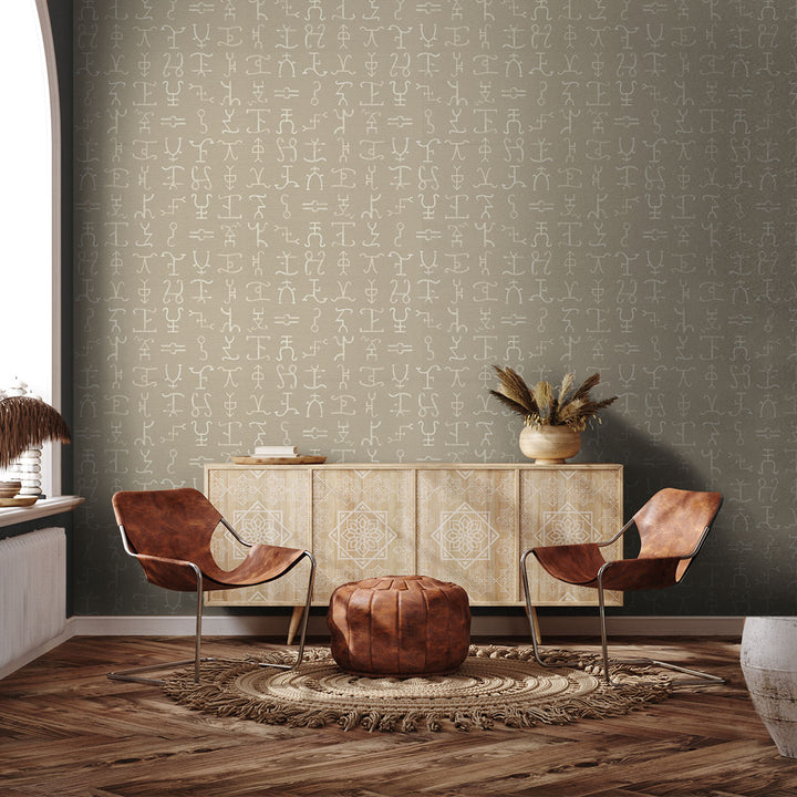 Western Hieroglyphs - Hide <br> Grasscloth