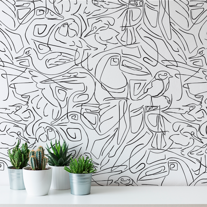 Aviary - Sketch - Trendy Custom Wallpaper | Contemporary Wallpaper Designs | The Detroit Wallpaper Co.