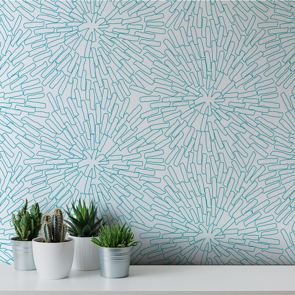 Basket - Turquoise <br> Victoria Larson - Trendy Custom Wallpaper | Contemporary Wallpaper Designs | The Detroit Wallpaper Co.