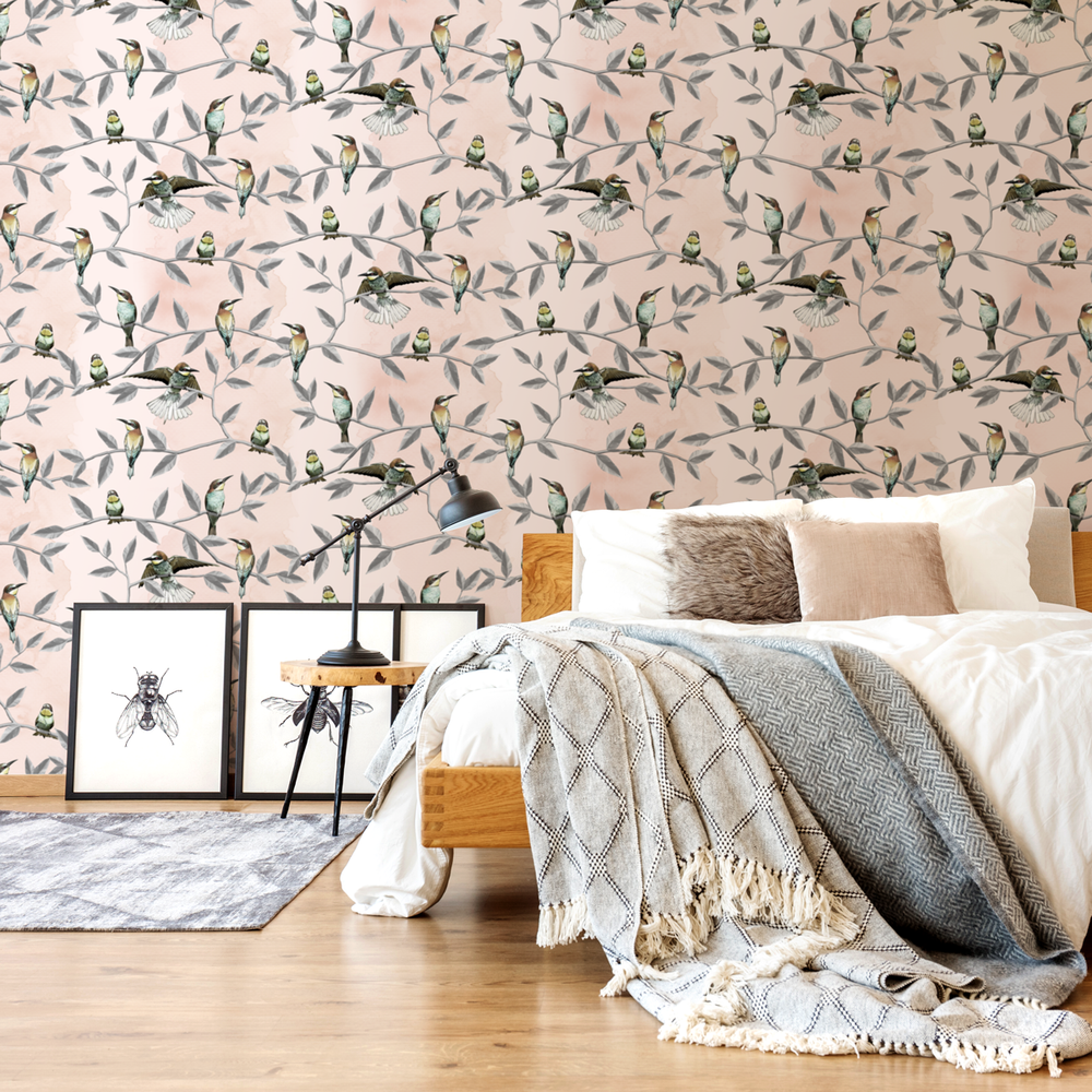 Bee Eater - Blush - The Detroit Wallpaper Co.