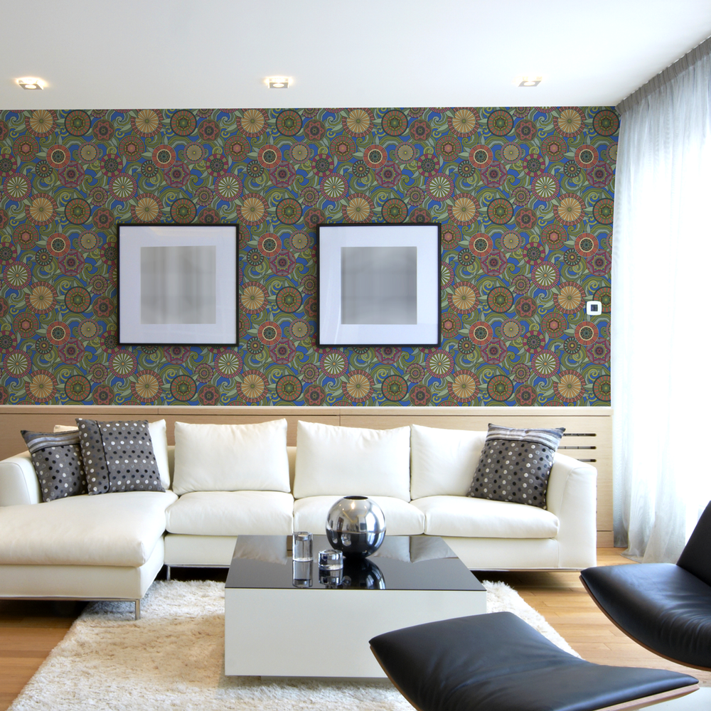 Deco Garden - Cobalt - Trendy Custom Wallpaper | Contemporary Wallpaper Designs | The Detroit Wallpaper Co.