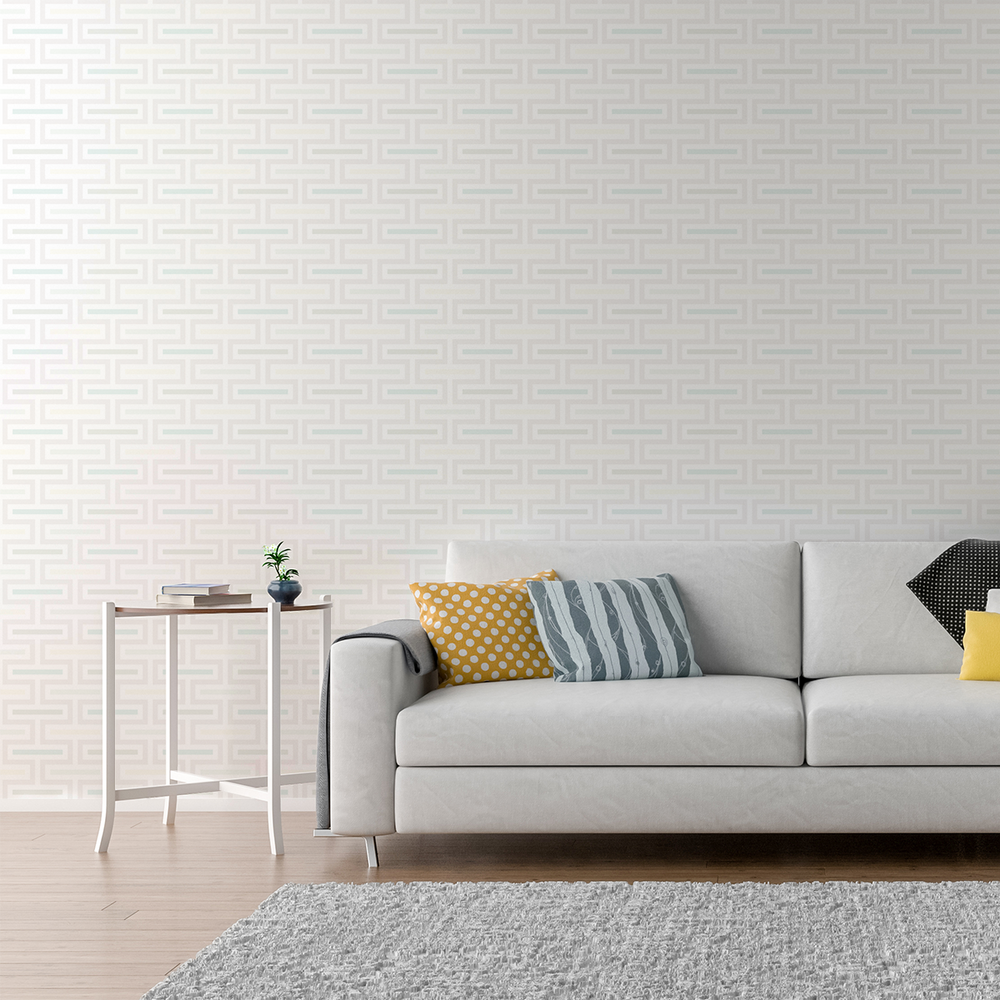 Floating Fret - Crisp - Trendy Custom Wallpaper | Contemporary Wallpaper Designs | The Detroit Wallpaper Co.
