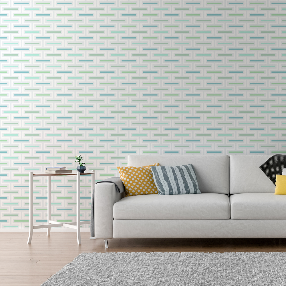 Floating Fret - Fresh - Trendy Custom Wallpaper | Contemporary Wallpaper Designs | The Detroit Wallpaper Co.