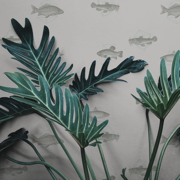 Geo Fish - Sediment - Trendy Custom Wallpaper | Contemporary Wallpaper Designs | The Detroit Wallpaper Co.