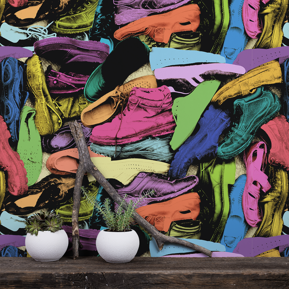 Shoe Tree - Mismatch <br> Heidelberg Project - Trendy Custom Wallpaper | Contemporary Wallpaper Designs | The Detroit Wallpaper Co.