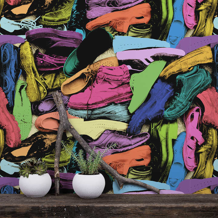 Shoe Tree - Mismatch <br> Heidelberg Project - Trendy Custom Wallpaper | Contemporary Wallpaper Designs | The Detroit Wallpaper Co.