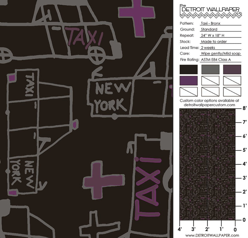 Taxi - Bronx <br> Heidelberg Project - Trendy Custom Wallpaper | Contemporary Wallpaper Designs | The Detroit Wallpaper Co.