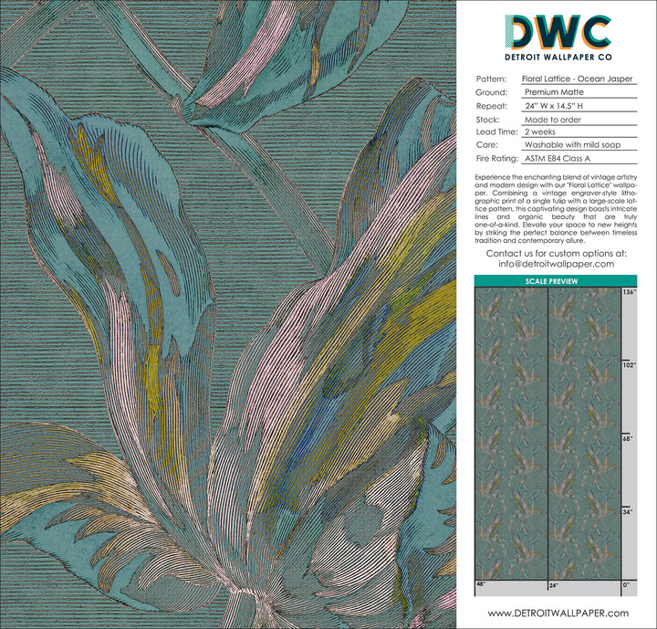 Floral Lattice - Ocean Jasper <br> Wallpaper