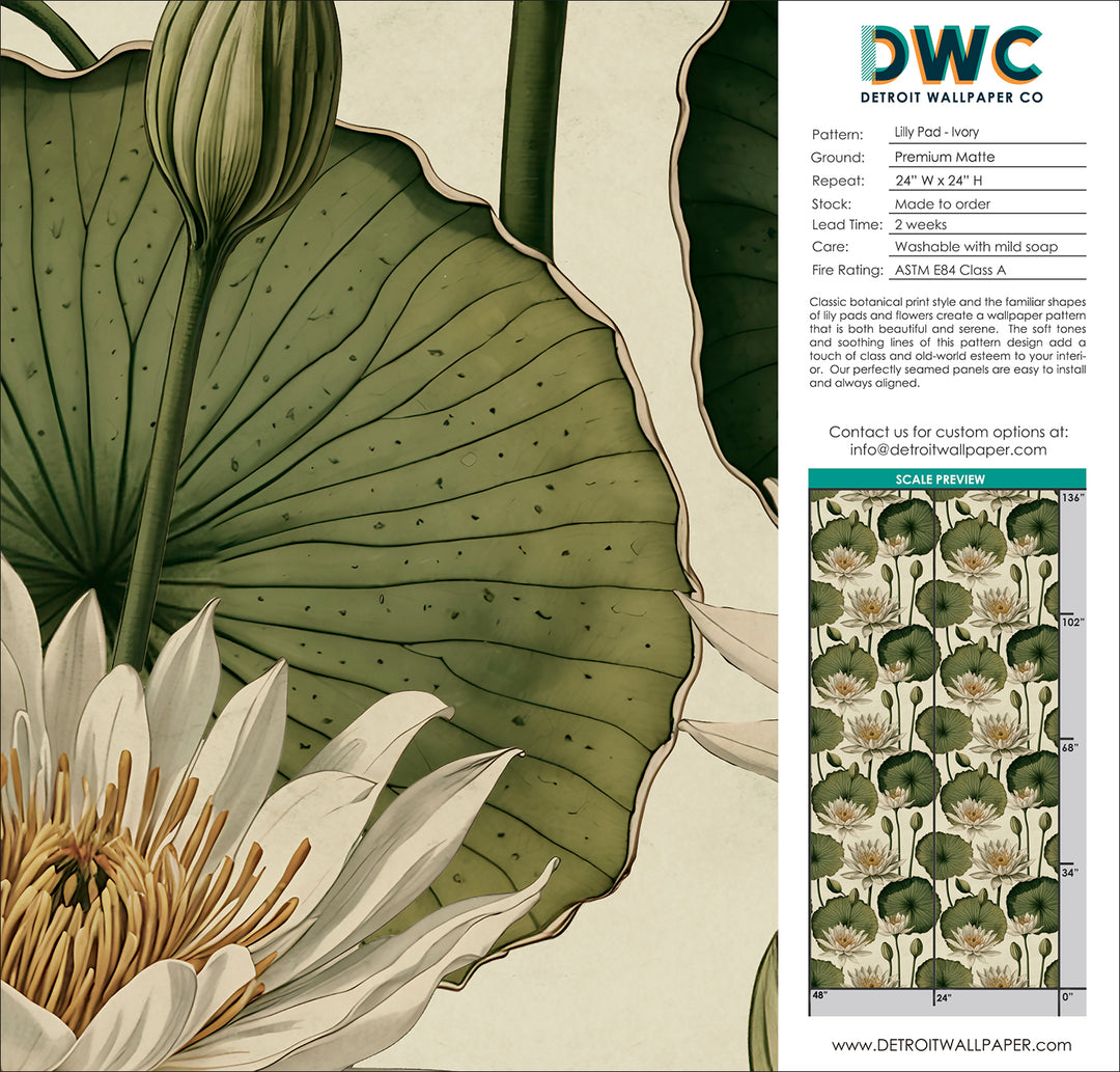 Lily Pad - Ivory <br> Wallpaper