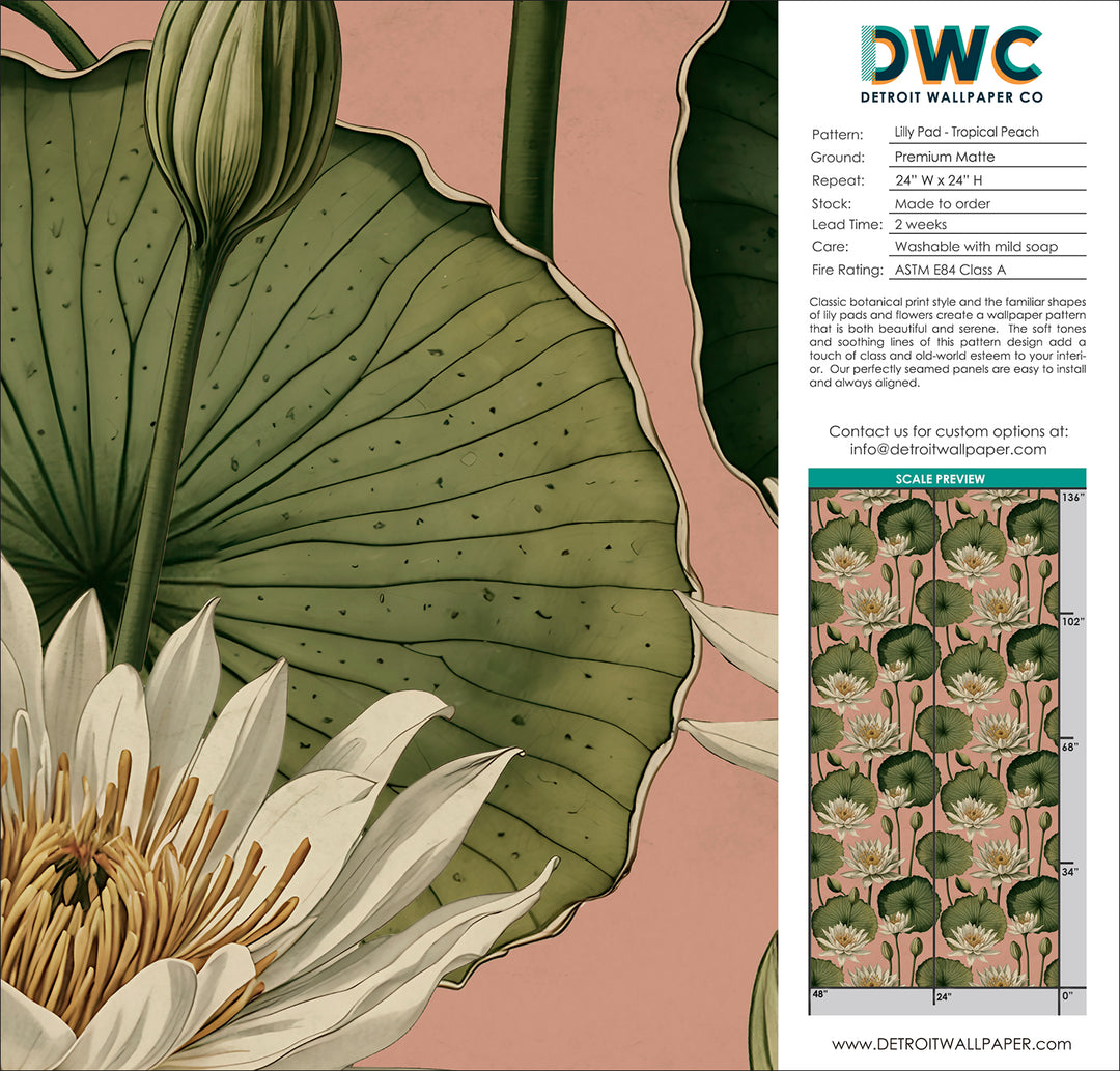 Lily Pad - Tropical Peach <br> Wallpaper