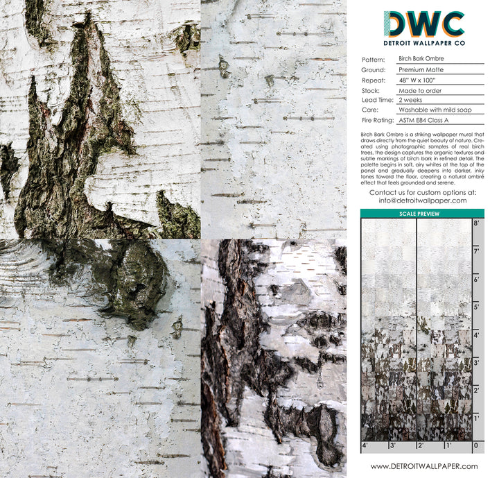 Birch Bark Ombré <br> Wallpaper Mural