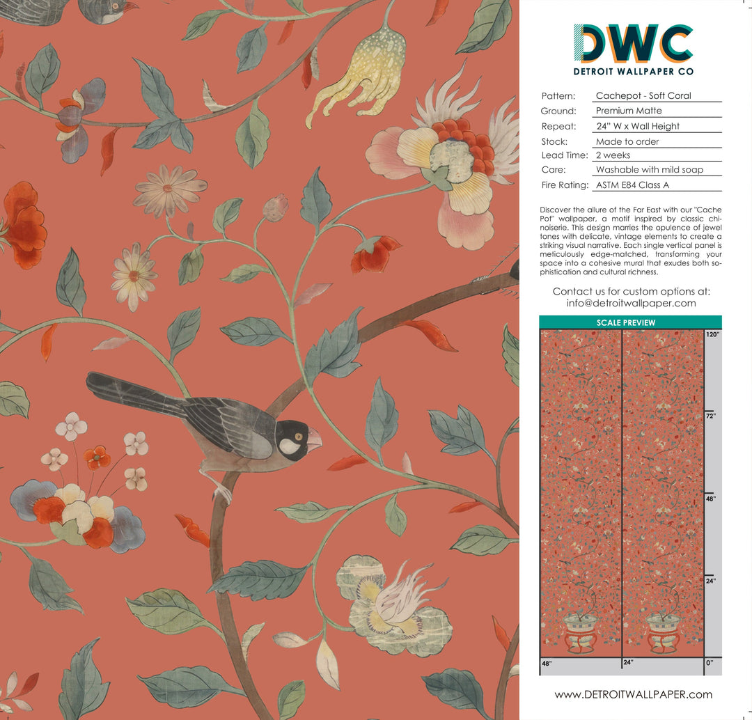 Cachepot - Soft Coral <br> Wallpaper