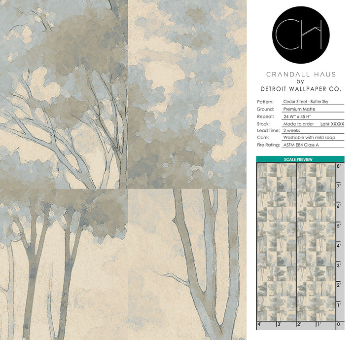 Cedar Street - Butter Sky <br> Wallpaper - The Detroit Wallpaper Co.