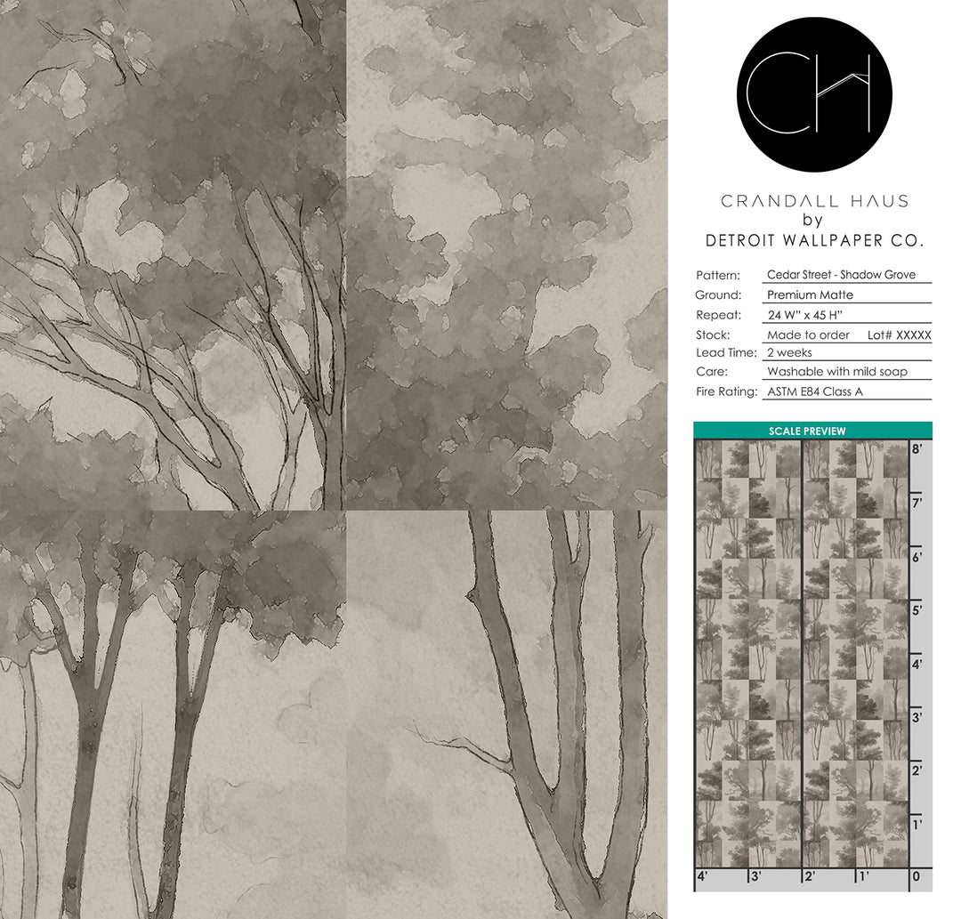 Cedar Street - Shadow Grove <br> Wallpaper - The Detroit Wallpaper Co.