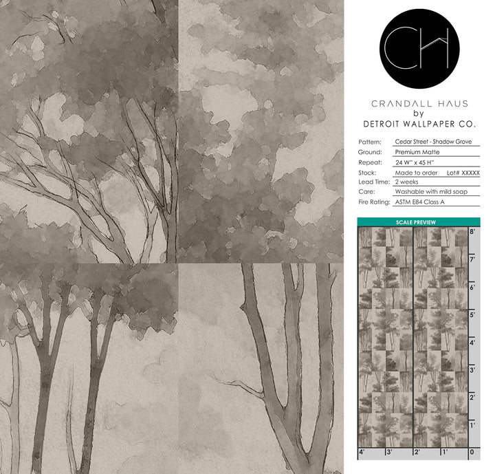 Cedar Street - Shadow Grove <br> Wallpaper - The Detroit Wallpaper Co.