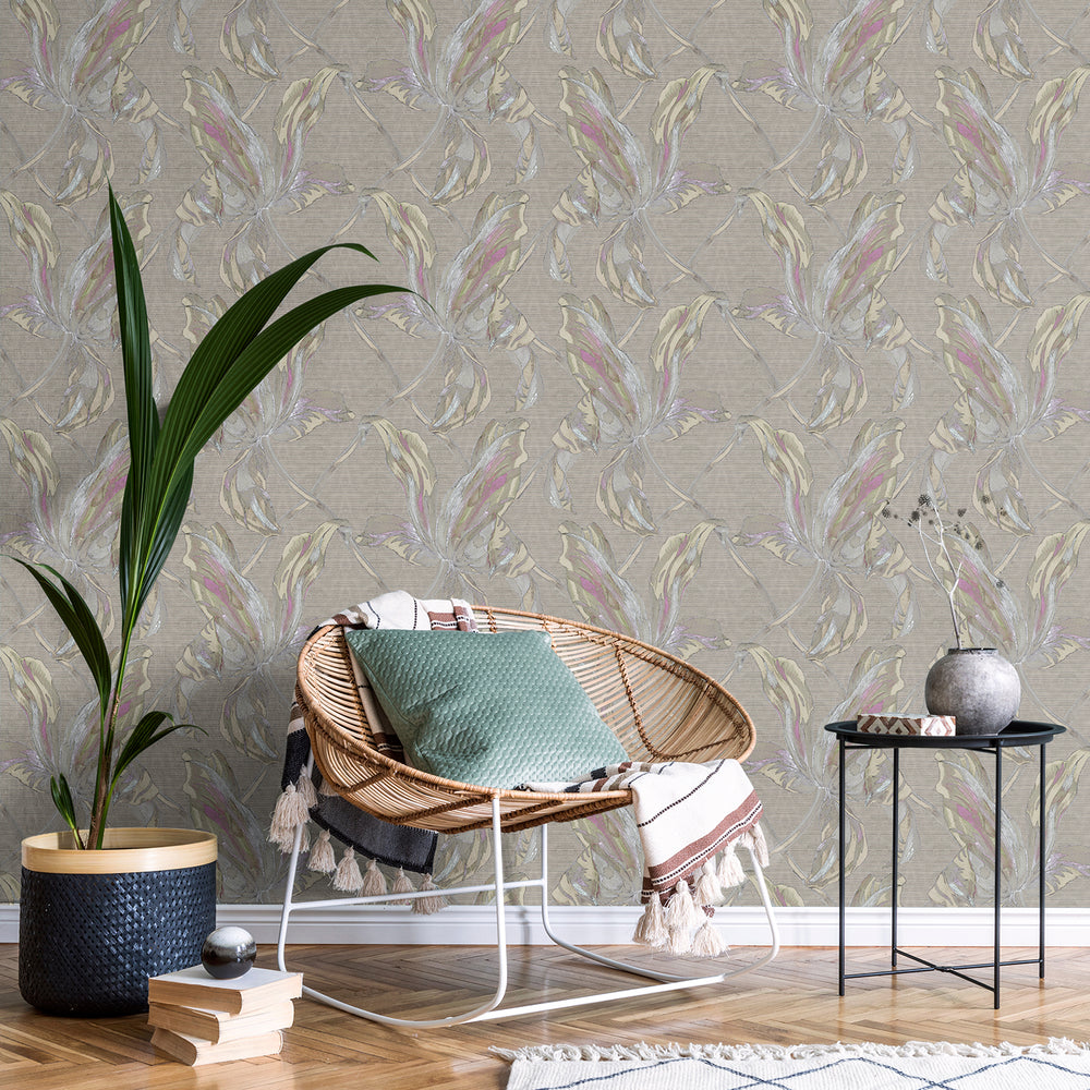 Floral Lattice - Burnt Sugar <br> Wallpaper - The Detroit Wallpaper Co.