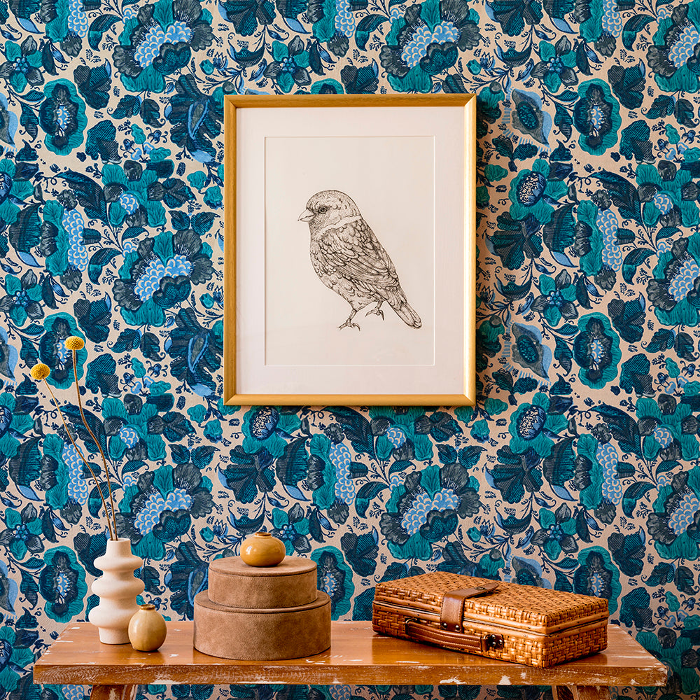 Kensington - Cerulean <br> Wallpaper - The Detroit Wallpaper Co.