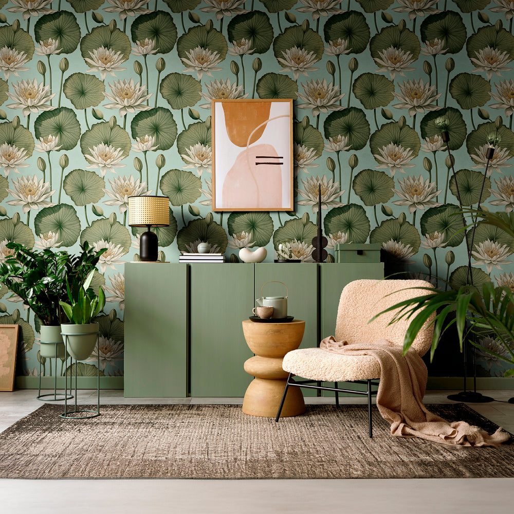 Lily Pad - Aquatic <br> Wallpaper - The Detroit Wallpaper Co.