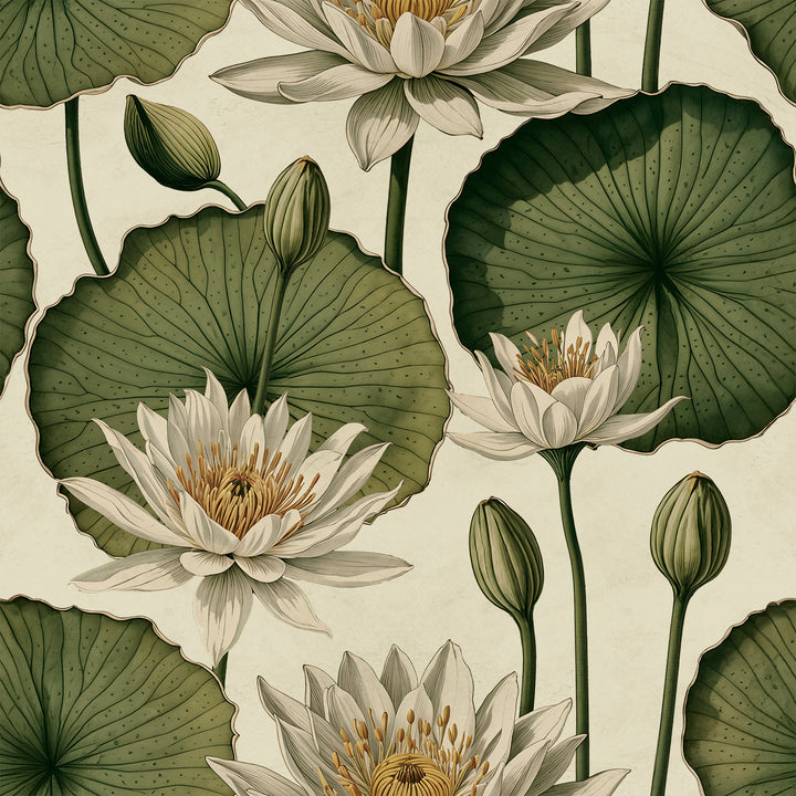 Lily Pad - Ivory <br> Wallpaper