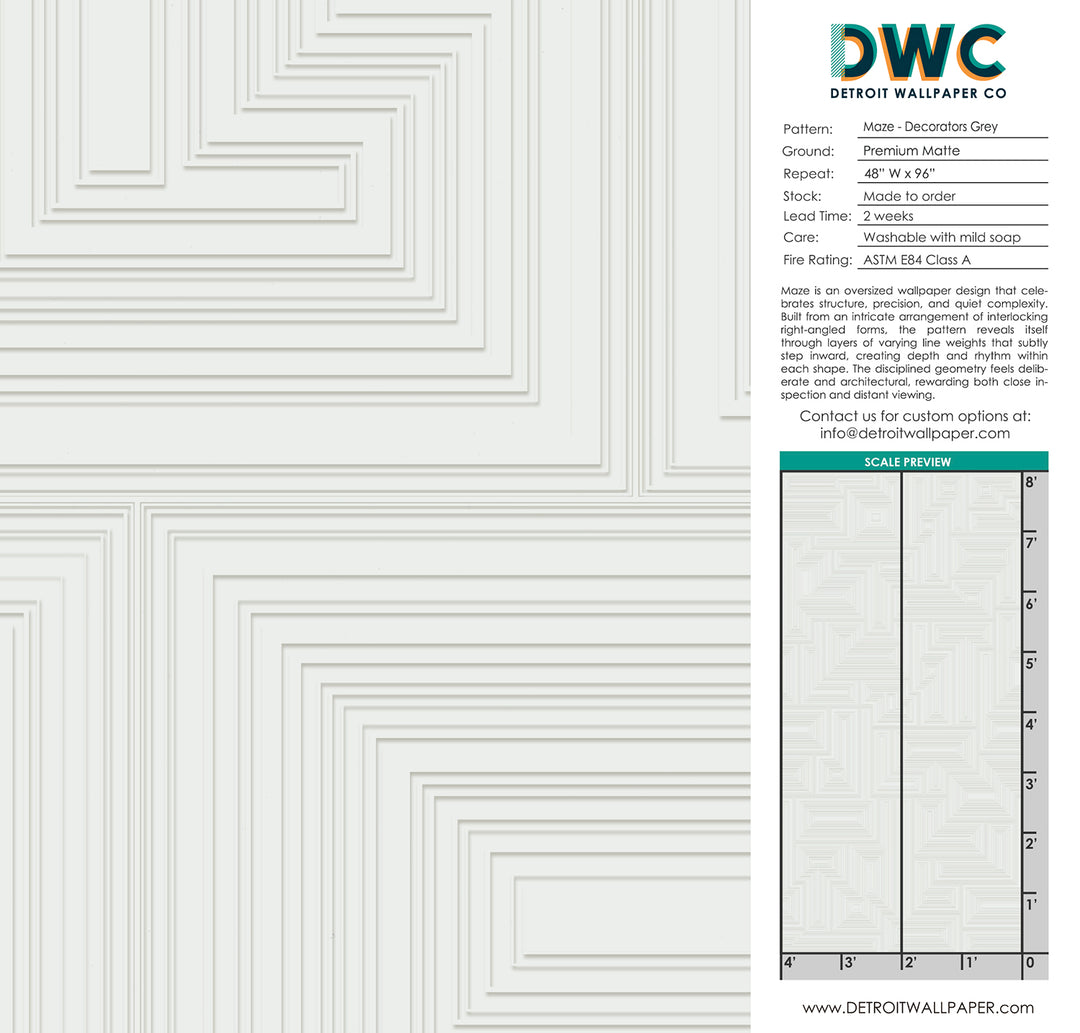 Maze - Decorators Grey <br> Wallpaper - The Detroit Wallpaper Co.