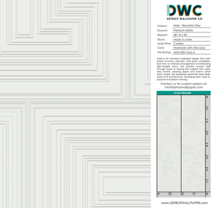 Maze - Decorators Grey <br> Wallpaper - The Detroit Wallpaper Co.