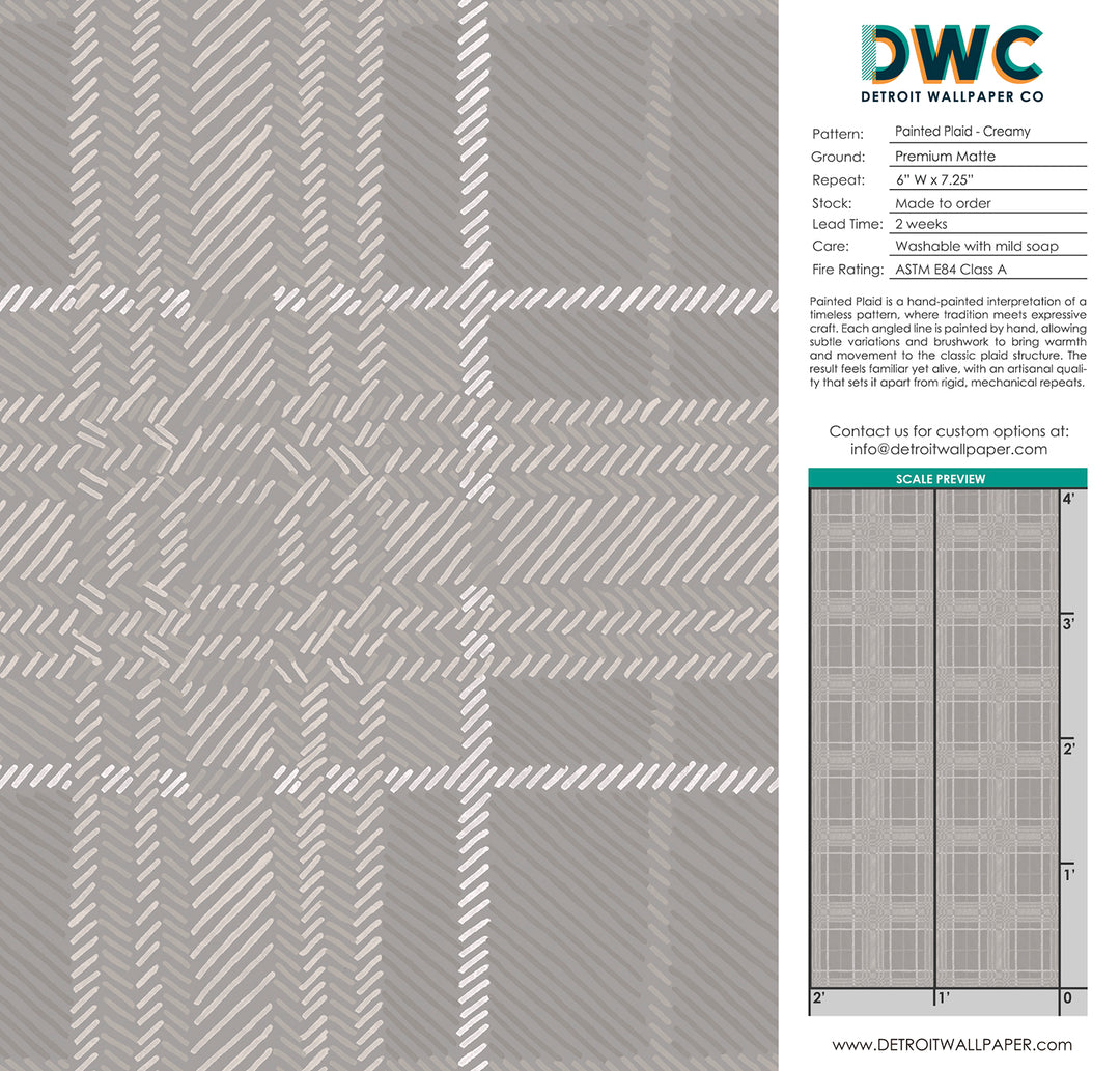 Painted Plaid - Creamy <br> Wallpaper