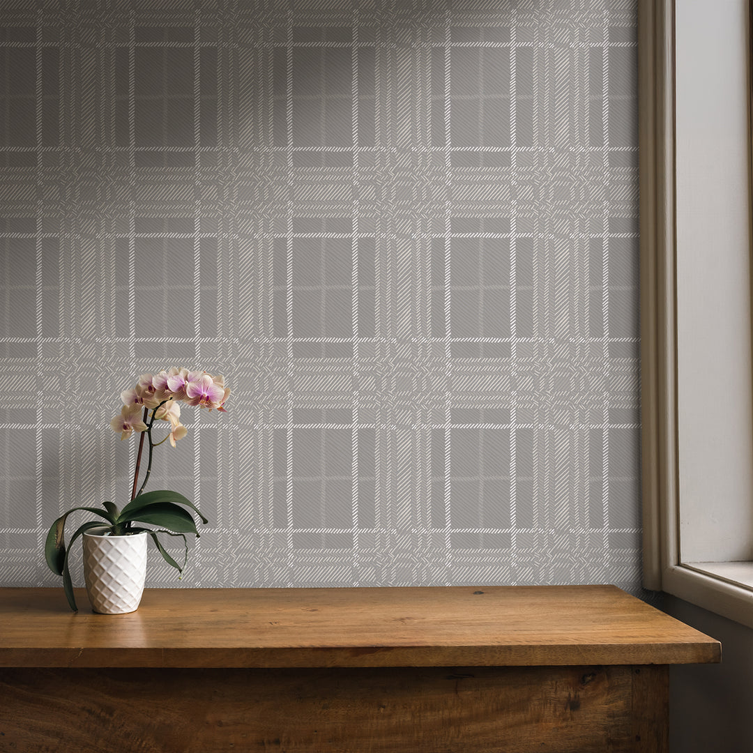Painted Plaid - Creamy <br> Wallpaper