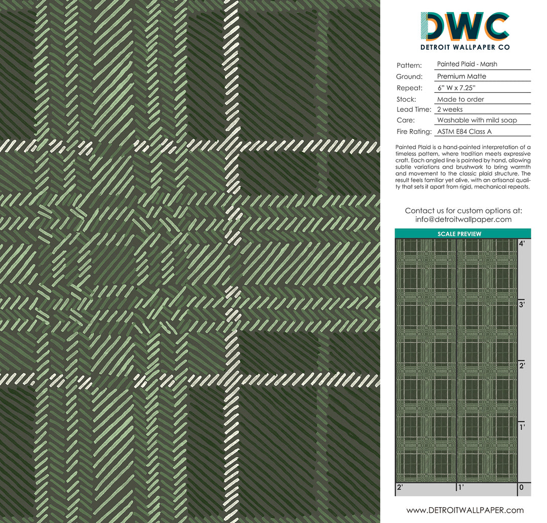 Painted Plaid - Marsh <br> Wallpaper