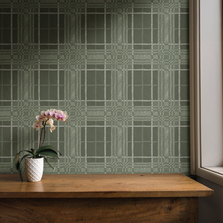 Painted Plaid - Marsh <br> Wallpaper